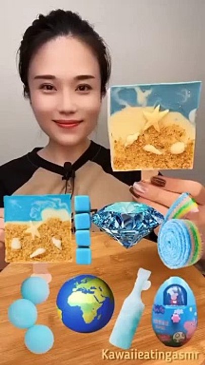 Emoji Eating Challenge ( Beach Ice creams, Diamond, Candy, Globe) _ #asmr #food