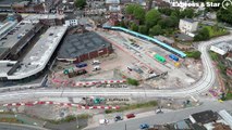 Fresh aerial footage over former Dudley bus station, which is now being demolished.