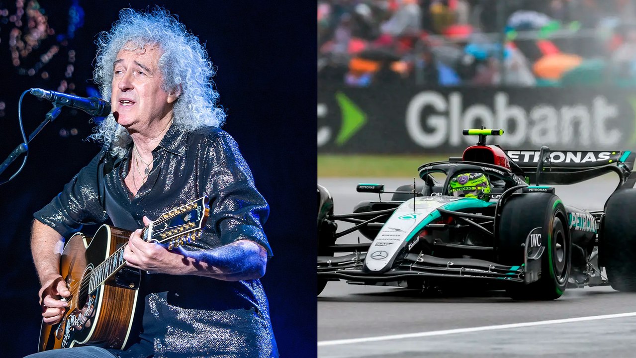 Fórmula 1: Brian May, guitarrista de Queen, fue el encargado de agitar la bandera a cuadros del GP de Gran Bretaña