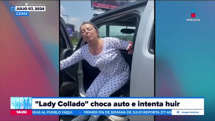 VIDEO: Lady Collado choca auto e intenta huir