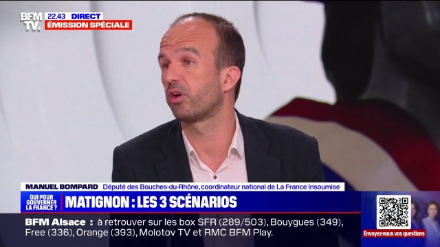 Manuel Bompard (LFI): Il n'y a qu'un seul scénario compatible avec ce qui est l'usage des institutions de la Ve République (...) que cette coalition du Nouveau Front populaire soit appelée à Matignon