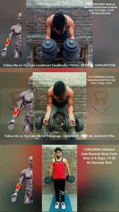 Top 3 FOREARM Exercises #heermlgangaputra #naturalbodybuilding #workout #fitness #gym #muscle #training #tips