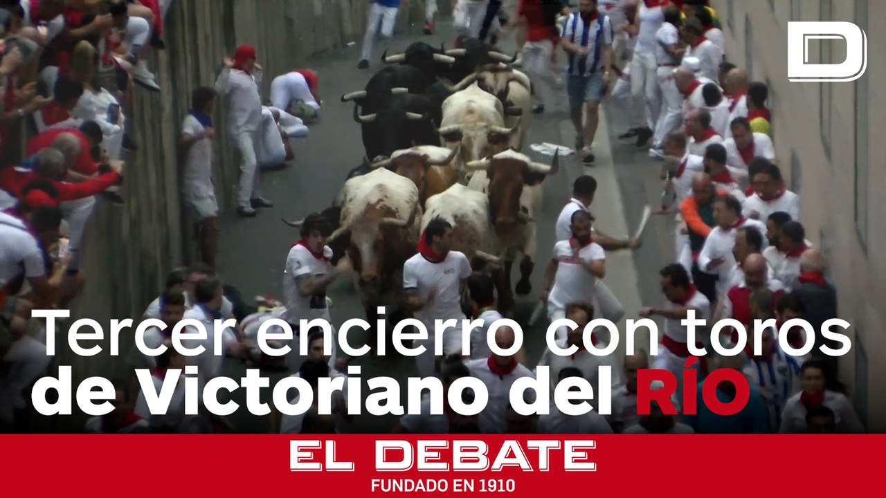 Los toros de Victoriano del Río protagonizan un rápido y limpio encierro con 2 heridos
