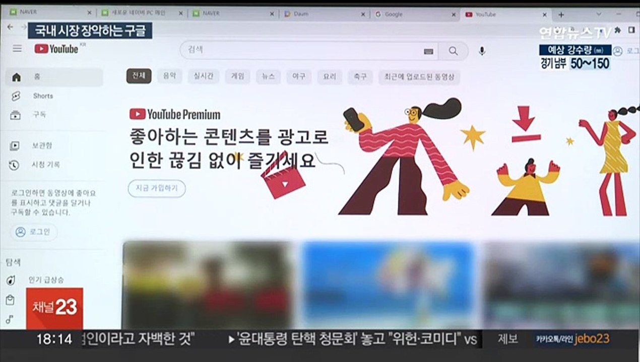 유튜브 등 '구글앱' 국내 시장서 독주…역차별 논란
