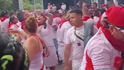 Passionate Spaniards enjoy lively music while celebrating Festival of San Fermín