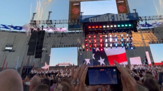 Woman captures the moment a malfunctioning firework struck the audience during Stadium of Fire