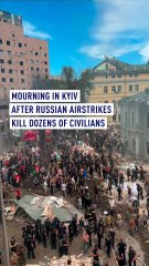 Download Video: Mourning in Kyiv after Russian airstrikes kill dozens of civilians