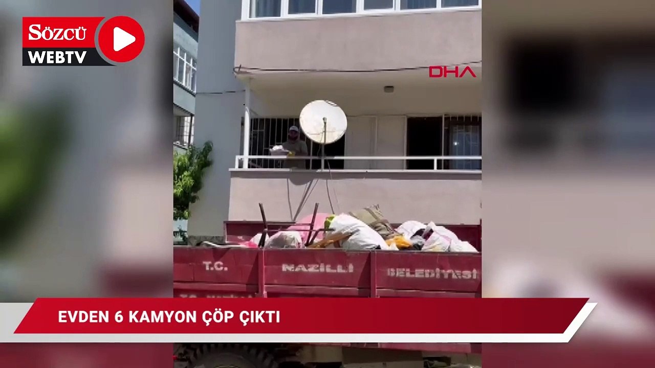 AYDIN 'da kötü koku yayılan evden 6 kamyon çöp çıktı