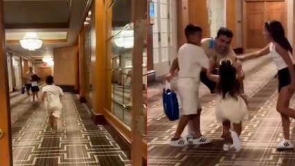 Marco Acuña es sorprendido por sus hijos previo a la semifinal de la Copa América 2024 entre Argentina y Canadá