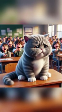 A teased kitten and an angry father cat #shorts #cats #ai #aicats
