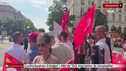Cumhurbaşkanı Erdoğan’ı ABD'de Türk bayrakları ile karşıladılar