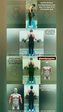 4 Best BICEP Exercises with DUMBBELLS at Home & Gym #heermlgangaputra #naturalbodybuilding #fitness #workout #muscle #training #tips #viral