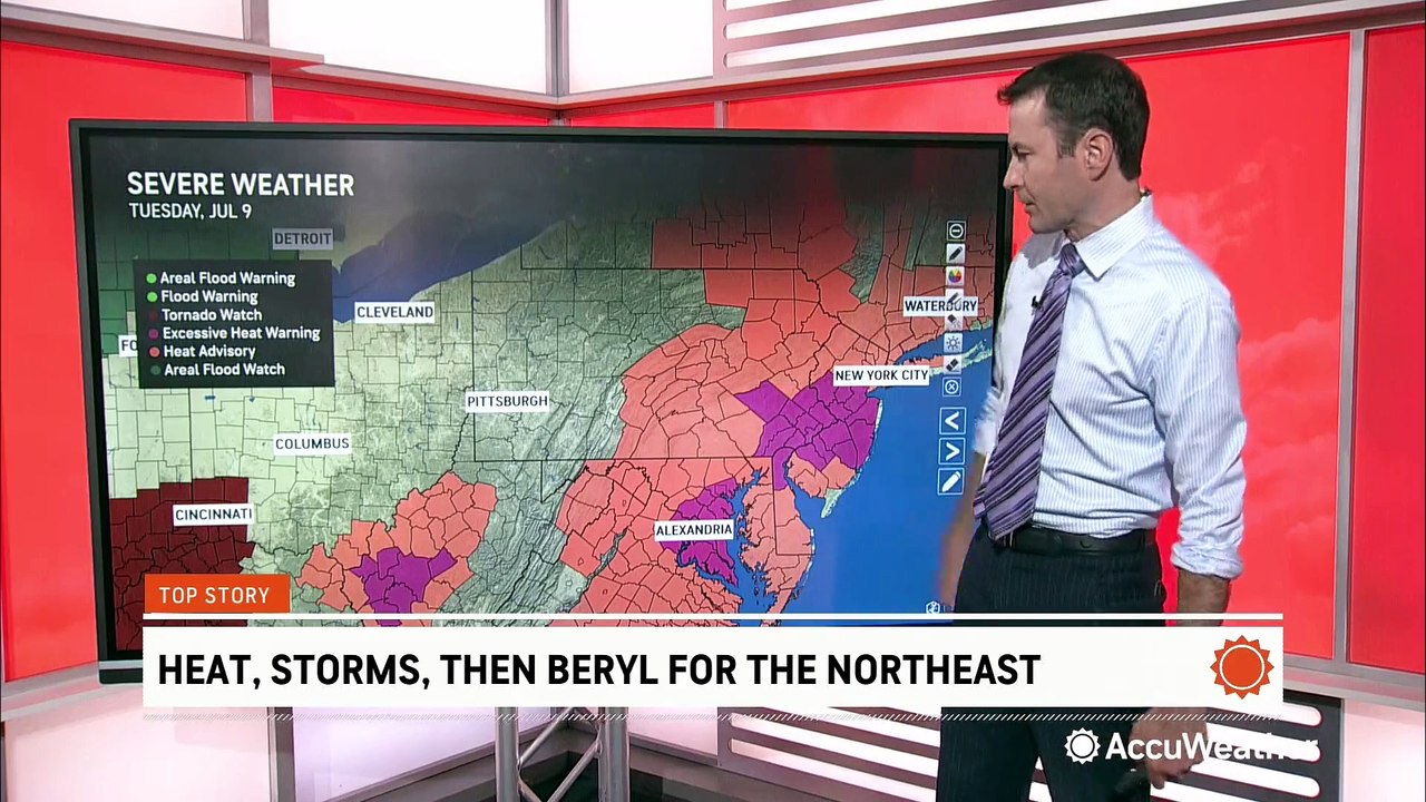 Tropical Rainstorm Beryl brings tornado and flood threat from the Midwest to the Northeast