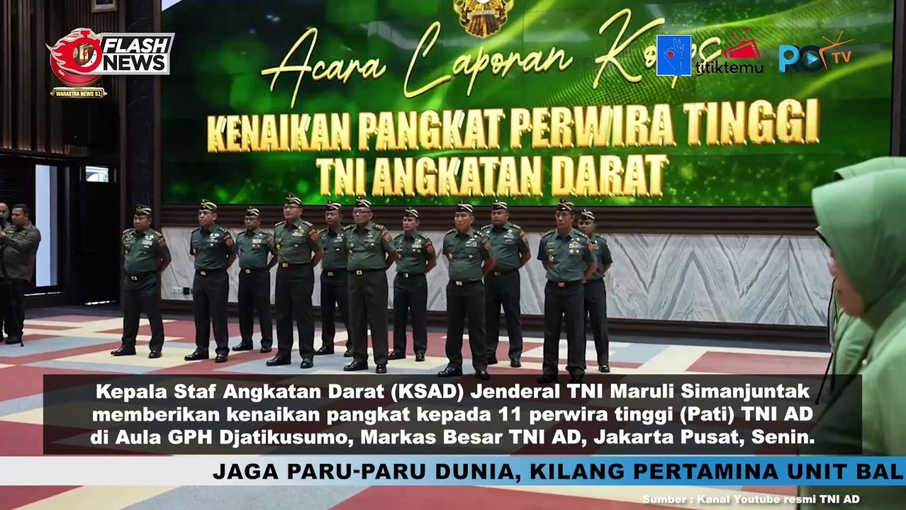 KSAD Berikan Kenaikan Pangkat Kepada 11 Perwira Tinggi