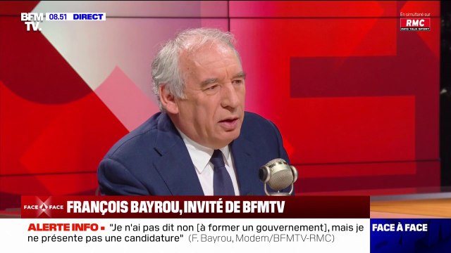 François Bayrou: Je n'ai pas dit non (à former un gouvernement) mais je ne présente pas une candidature