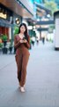 Hot Chinese Woman Walking Fashion and Elegance