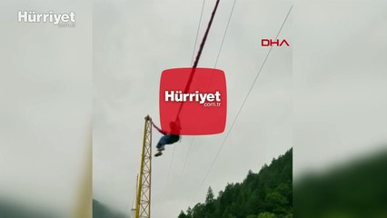 Uzungöl’de ‘insan sapanı’ halatı koptu; Semanur havada asılı kaldı