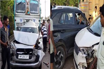 एक ट्रक और तीन कार में हुई जोरदार टक्कर