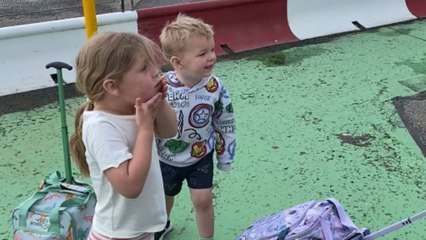 Grandmother films a little boy's overjoyed reaction to the first plane sighting