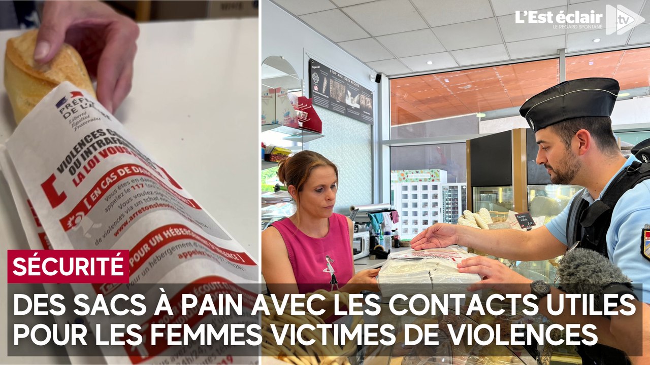 Des sacs à pain avec les contacts utiles pour les femmes victimes de violences