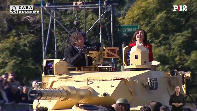 Milei y Villarruel se subieron a un tanque en el desfile militar por el Día de la Independencia