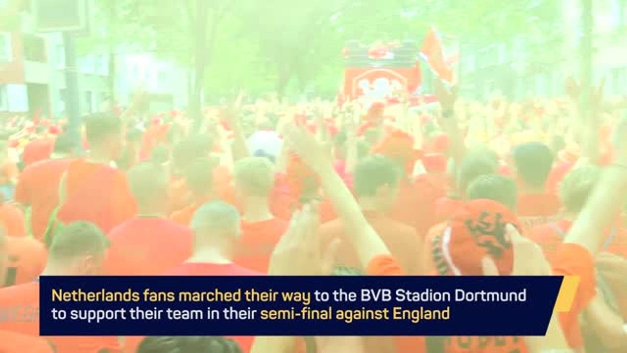 Dutch fans take over Dortmund ahead of England clash