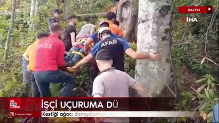 Bartın'da kestiği ağacı damgalarken uçuruma düştü