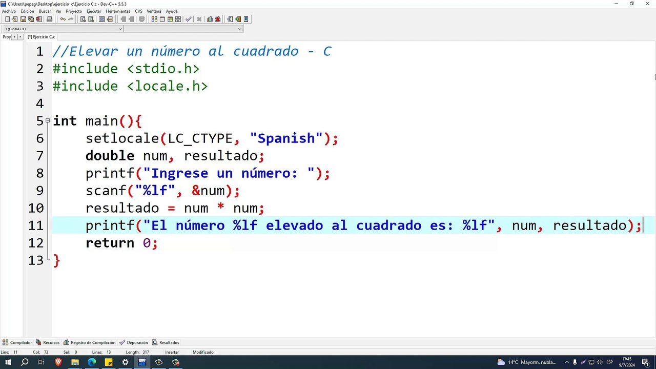 Elevar un número al cuadrado en C - Vídeo Dailymotion