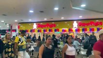 Filas enormes para comprar pizza no Maceió Shopping