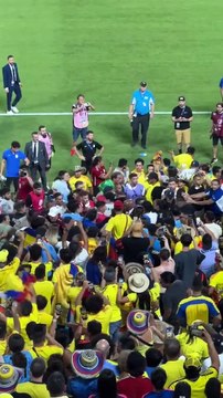 Los jugadores uruguayos a las piñas con hinchas colombianos