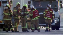 Fire crew still at site of factory fire in Melbourne yesterday