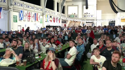 Fans react to England's winning goal to send them to the Euros Final at Blackpool's Winter Gardens’ Fanzone