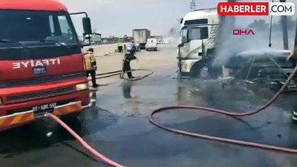 Mobilya Yüklü TIR'ın Dorsesinde Yangın Çıktı