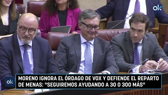 Moreno ignora el órdago de Vox y defiende el reparto de menas Seguiremos ayudando a 30 o 300 más