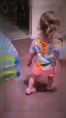 "A little girl vehemently denies touching dog food. when questioned by parents."