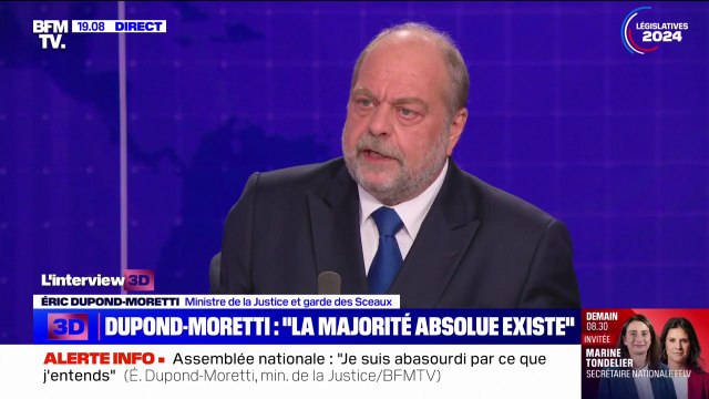 Éric Dupond-Moretti assure qu'il aurait un petit pincement au cœur s'il devait quitter le ministère de la Justice