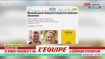 M. Robert-Michon et F. Manaudou porte-drapeaux à la cérémonie d'ouverture - Tous sports - JO 2024