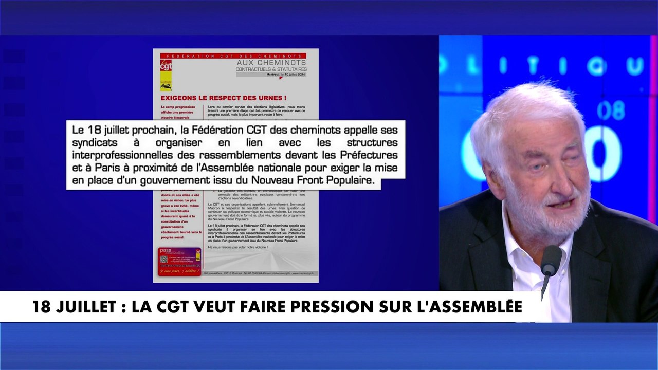 Loïk Le Floch-Prigent sur l’appel de la CGT à manifester devant l’Assemblée nationale le 18 juillet prochain pour exiger un gouvernement issu du Nouveau Front populaire : «De quoi je me mêle ?»