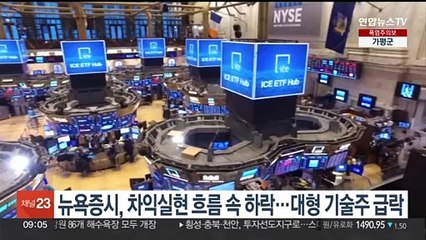 뉴욕증시, 차익실현 흐름 속 하락…대형 기술주 급락