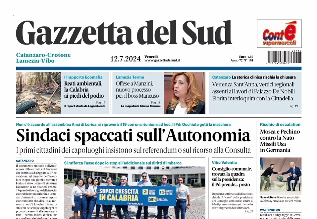 Rassegna stampa 12-07-24 calabria