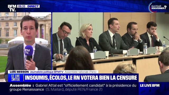 Après un imbroglio, Marine Le Pen assure que le RN censurera tout gouvernement comprenant des ministres LFI ou écologistes