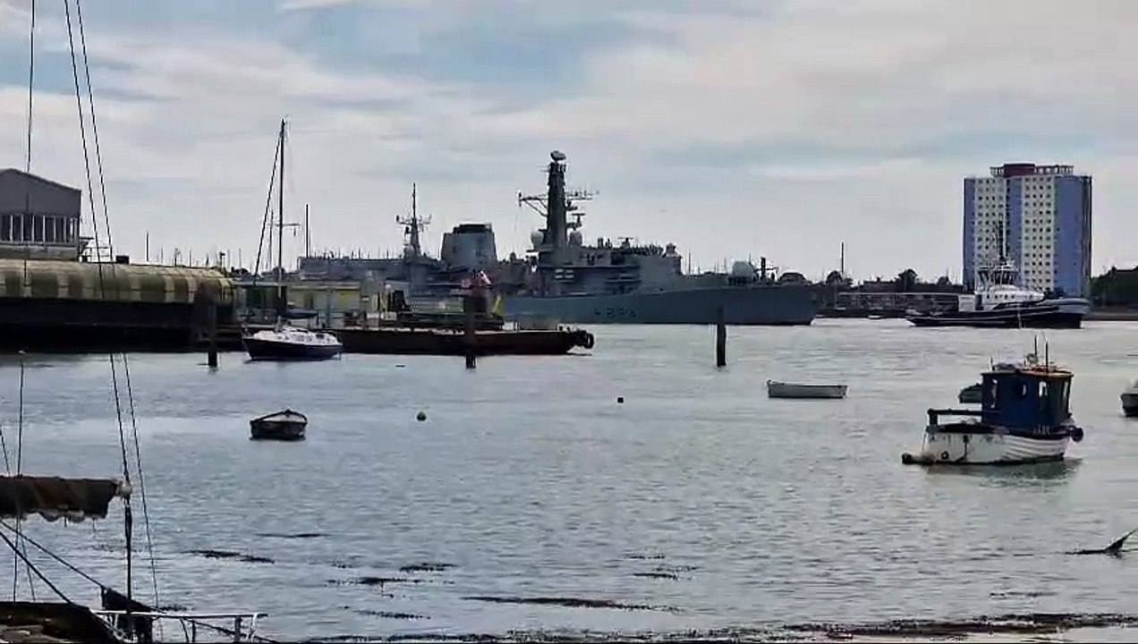HMS Iron Duke entering Portsmouth Harbour
