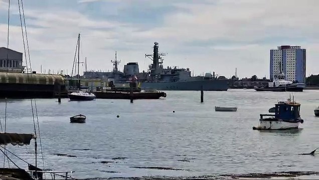 HMS Iron Duke entering Portsmouth Harbour