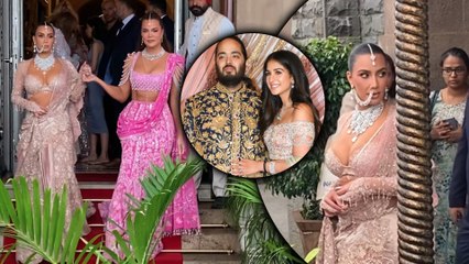 Glamorous Kardashian Sisters Turn Heads In Shimmery Traditional Wears | Anant Ambani's Wedding In India