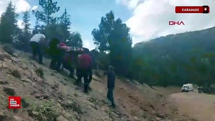 Karaman'da otomobil uçuruma yuvarlandı