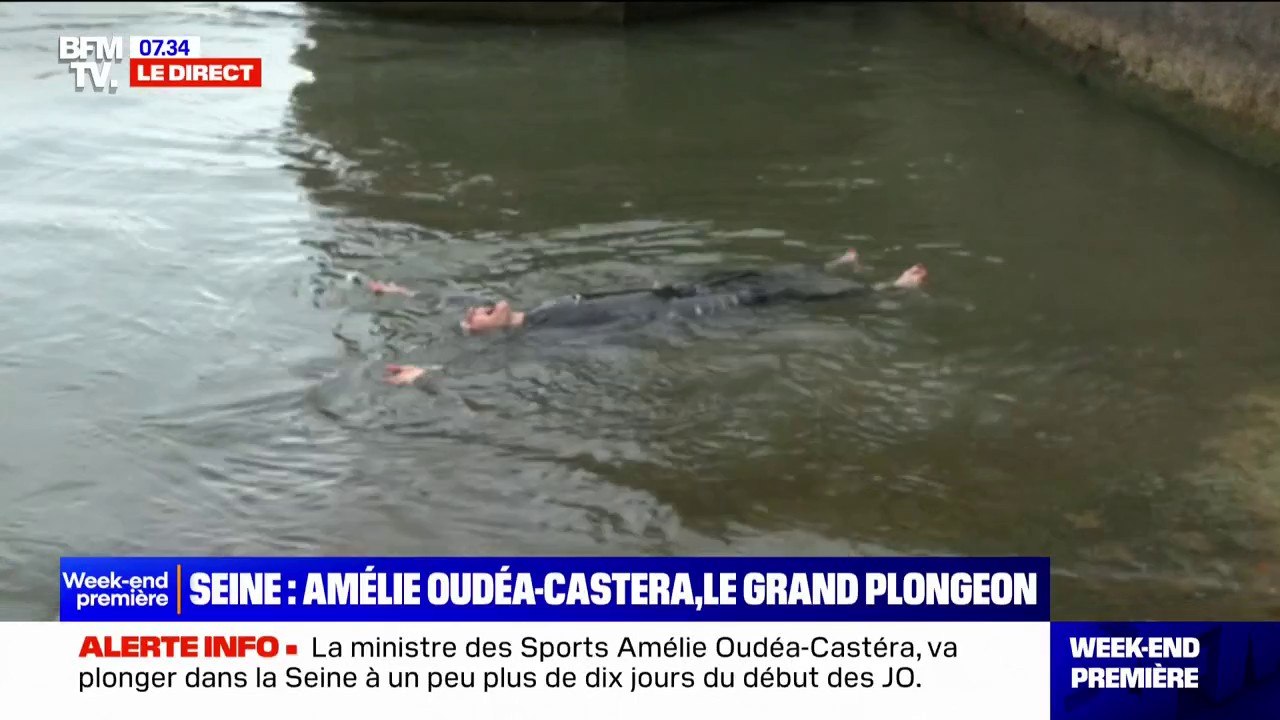 Baignade dans la Seine: les images de la ministre des Sports plongeant dans le fleuve à Paris à 13 jours des JO