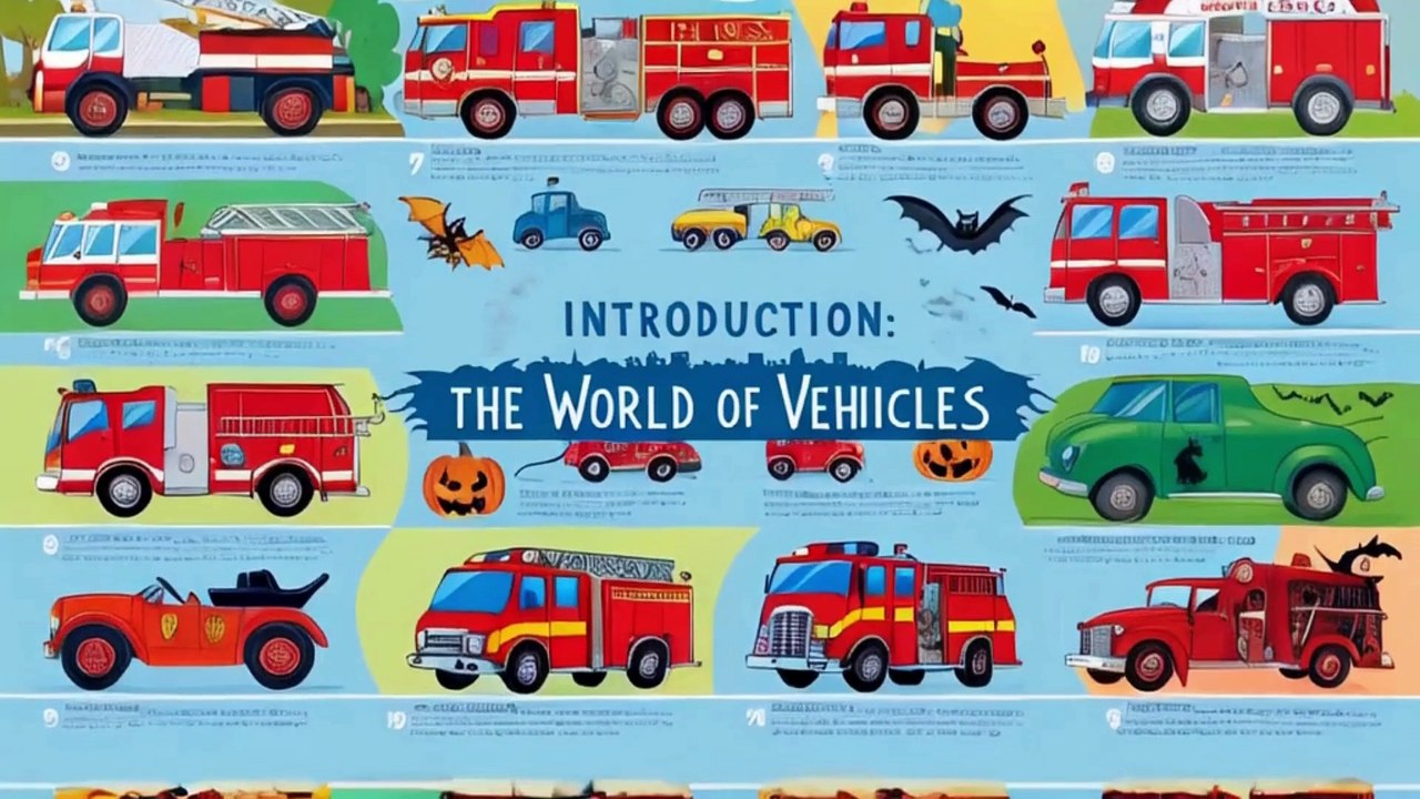 Wheels On The Fire Truck + More Halloween Vehicles Songs and Cartoon Videos for Kids