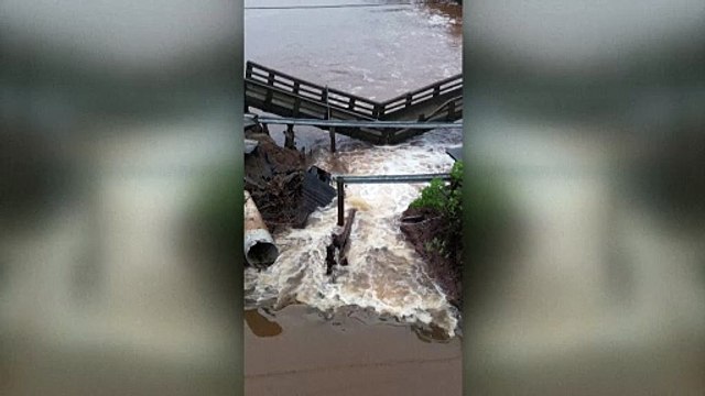 Floods caused by Hurricane Beryl collapse roads in Eastern Canada