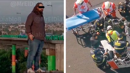 CDMX: Bomberos y equipos de emergencia rescatan a hombre que amenazaba con lanzarse desde el Segundo Piso de Periférico