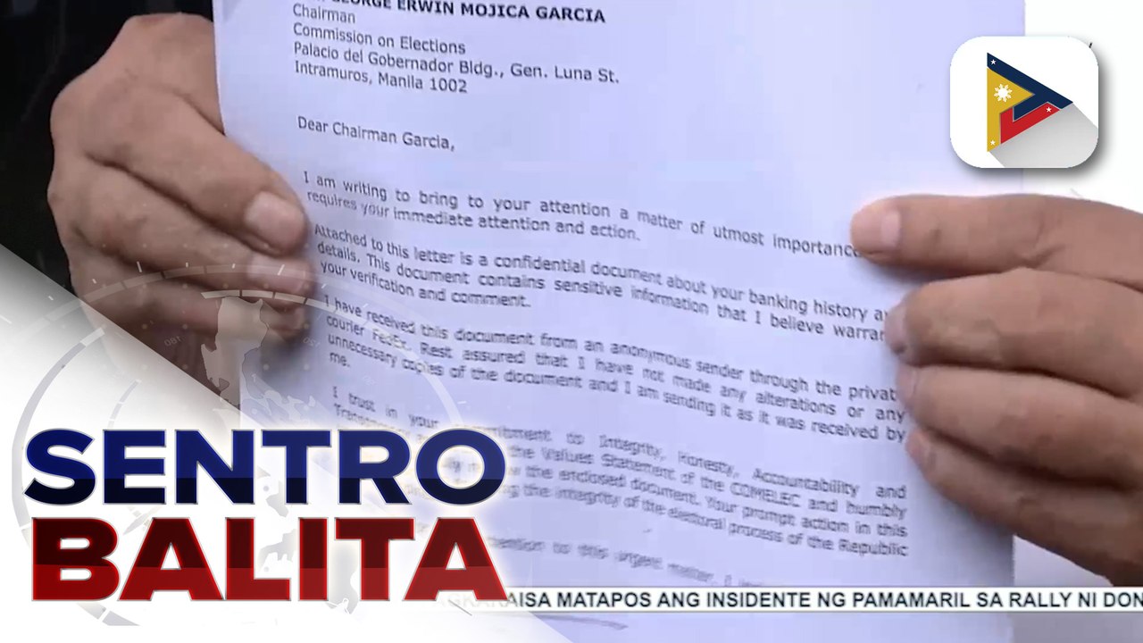 Umano’y bank statements hinggil sa umano’y anomalya sa kontrata ng Comelec at Miru, isinumite ni dating Rep. Erice sa Comelec